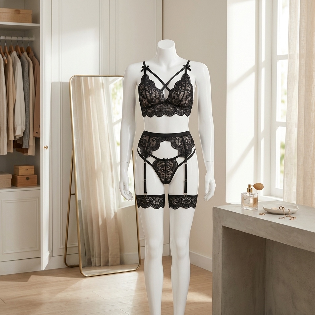 Conjunto de lingerie feminina  - Garter Belt Set avaliação e preço